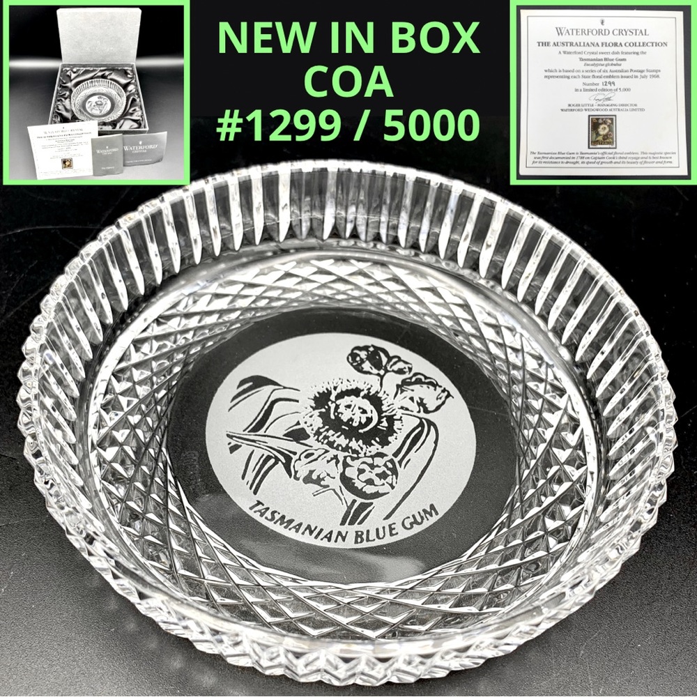 Waterford Crystal AUSTRALIANA FLORA Collection Sweet Dish 1968 RARE Vtg 5” (NIB)